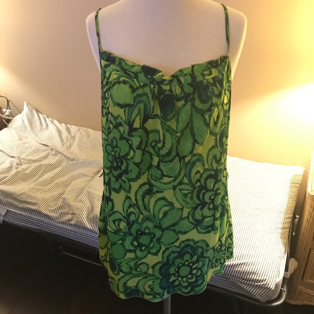 Beth Bowley Green Floral Silk Top